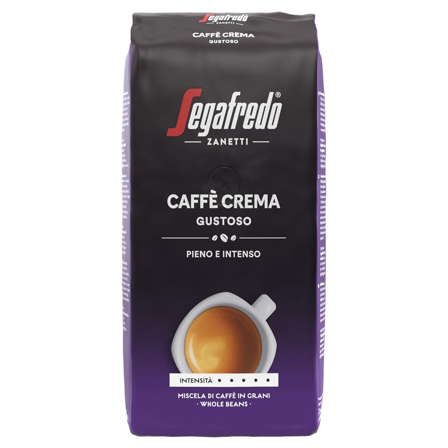 Segafredo Zanetti Caffè Crema Gustoso - Whole Bean (1 kg Pack) - Suitable for Caffè Crema - Long and Dark Roasted Coffee Beans, Full and Intense Flavor