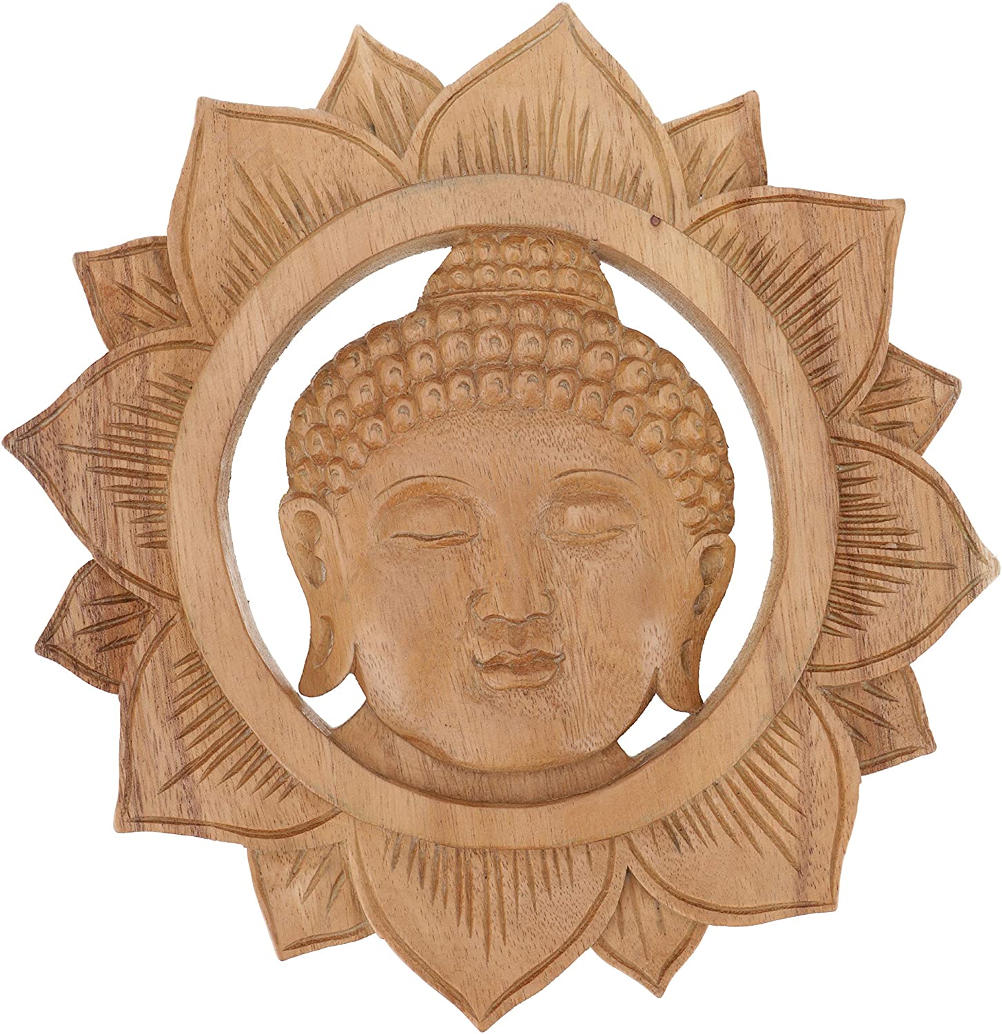 GURU SHOP Carved Wall Picture Decorative Wall Relief Buddha Head Brown 25 x 25 x 2 cm Masks & Wall Decoration