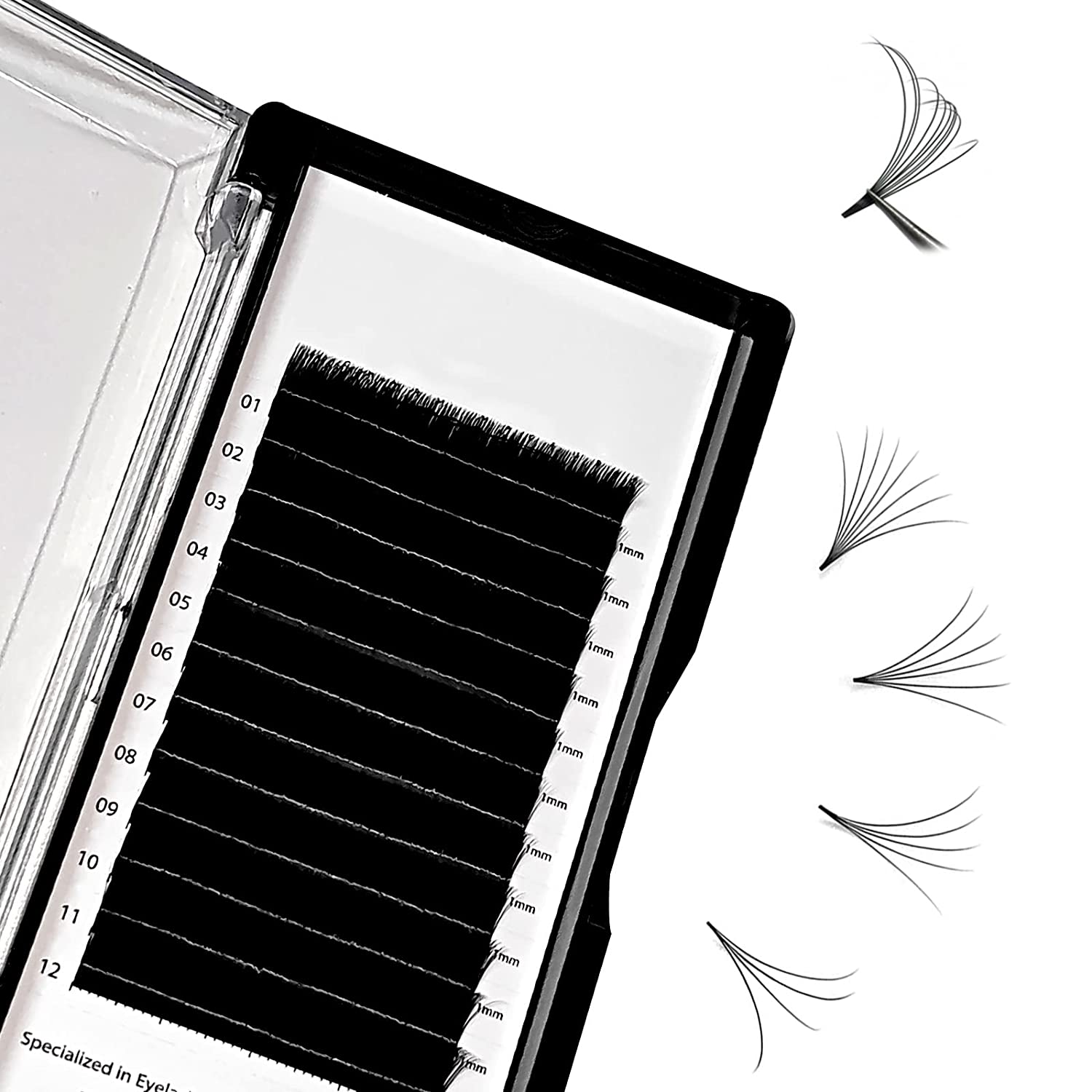 Usmlicer False Eyelashes, Self-Fanning Eyelashes, Fake Individual Lashes, Eyelash Ex, (8-15 mm) ‎d-0.10