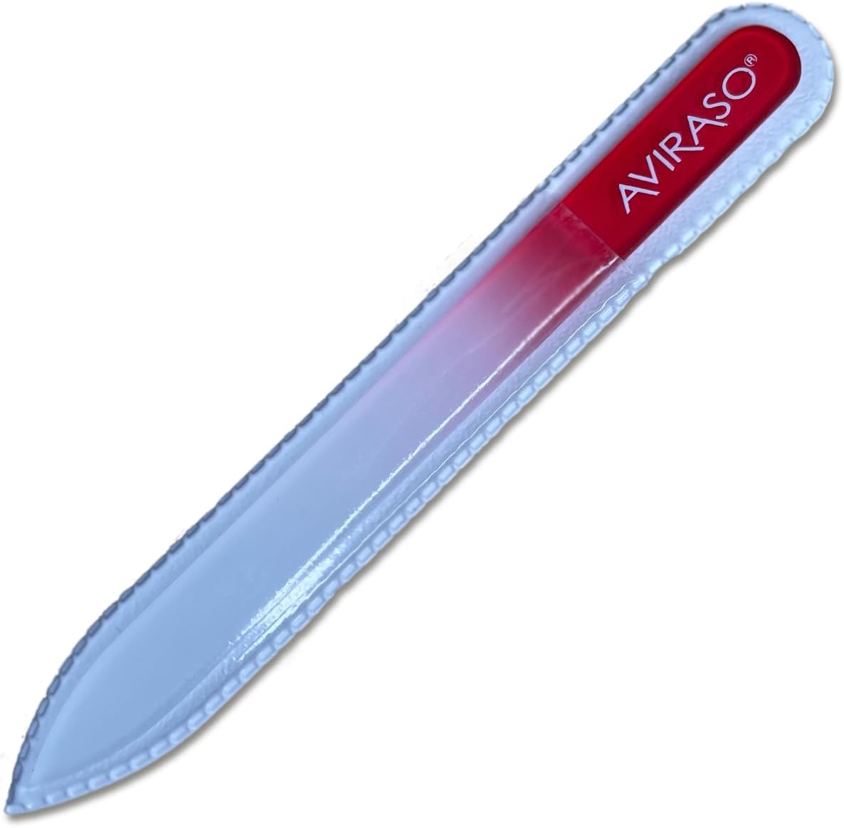 AVIRASO Original Premium Bohemia Crystal Glass Nail File on Both Sides with Protective Cover for All Nails - 14 cm - Manicure - Gentle Precision Files - Glass File Smooths and Protects Nails (Red)