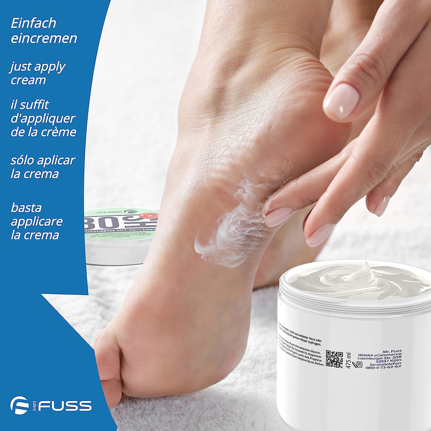 Mr. Fuss 30HS Shrinked Ointment Feet Callus Removal with 30% Urea - Urea Cream Against Dry Skin - Foot Repair Ointment Additional with Propolis and Evening Primrose Oil - 475 ml