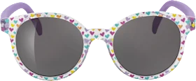 Sunglasses kids transparent frame with colorful hearts, purple temples, 1 piece