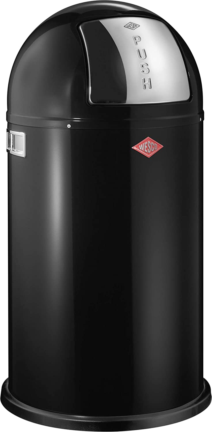 Wesco 175 831 Pushboy Waste Bin 50 Liters Black 40 X 40 X 75.5 Cm (L / W / 