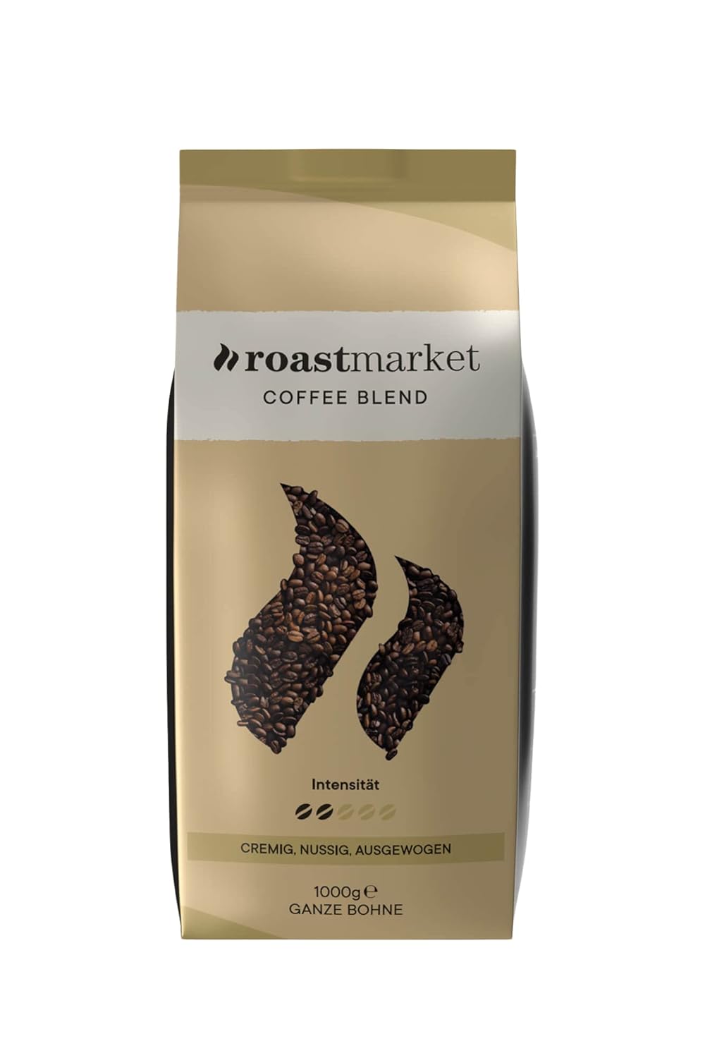 roastmarket Coffee Blend (1 kg) - Whole Coffee Beans - 100% Arabica - Ideal for Portafilters, Fully Automatic Coffee - Light Roast - Nutty, Sweet - Low Acid