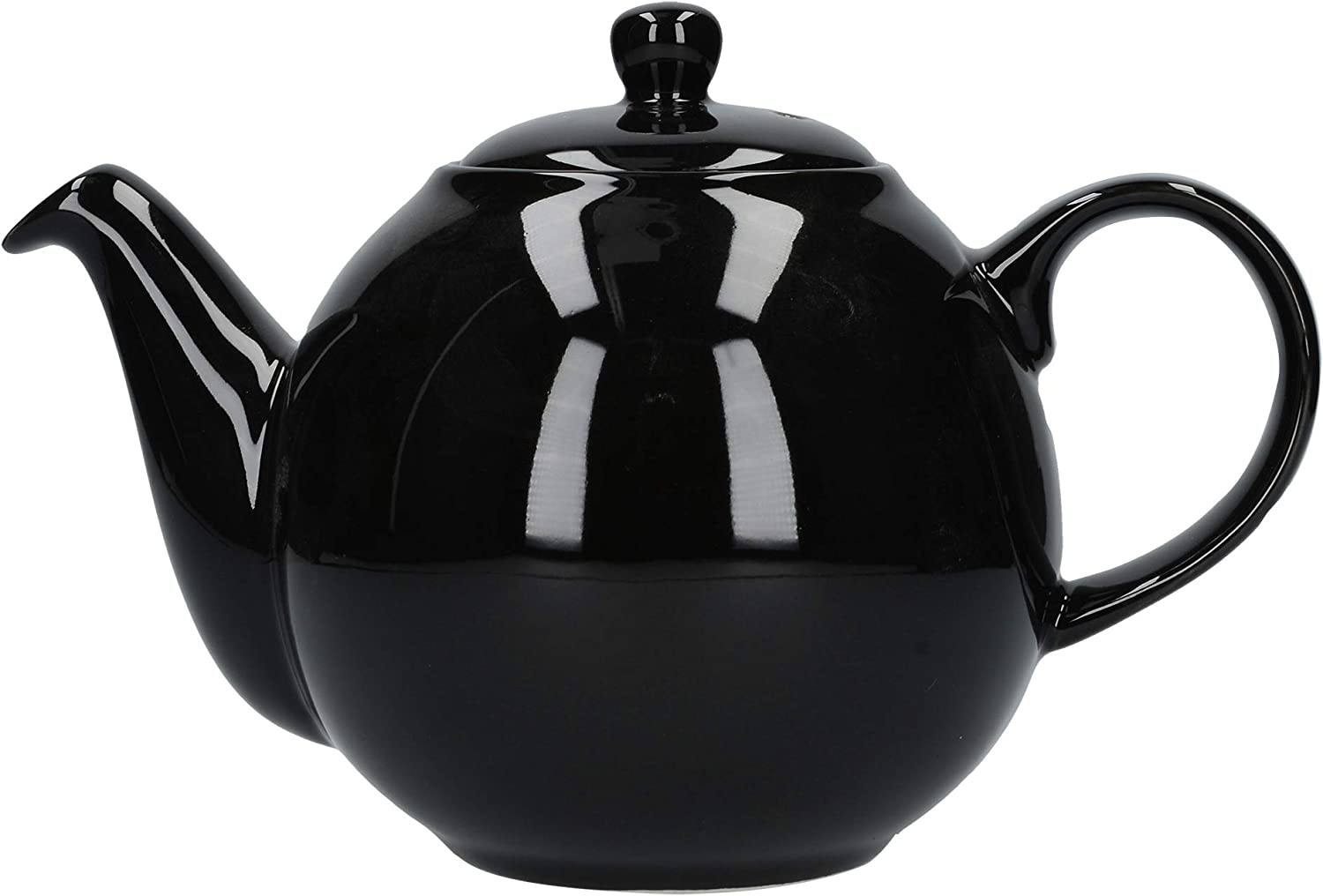 London Pottery Globe Teapot with Strainer, Ceramic, Glossy Black, 4 Cup (900 ml)