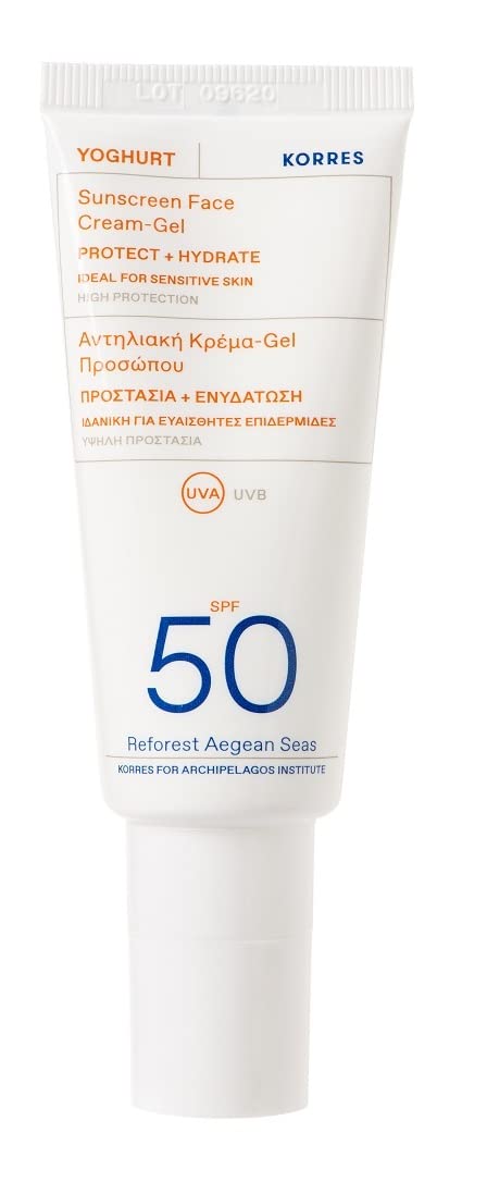 Corrres Yoghurt Sun Cream - Gel SPF 50 for the Face, Free From Omc & Octocrylene, Fast Absorbing Sun Protection, 40 ml