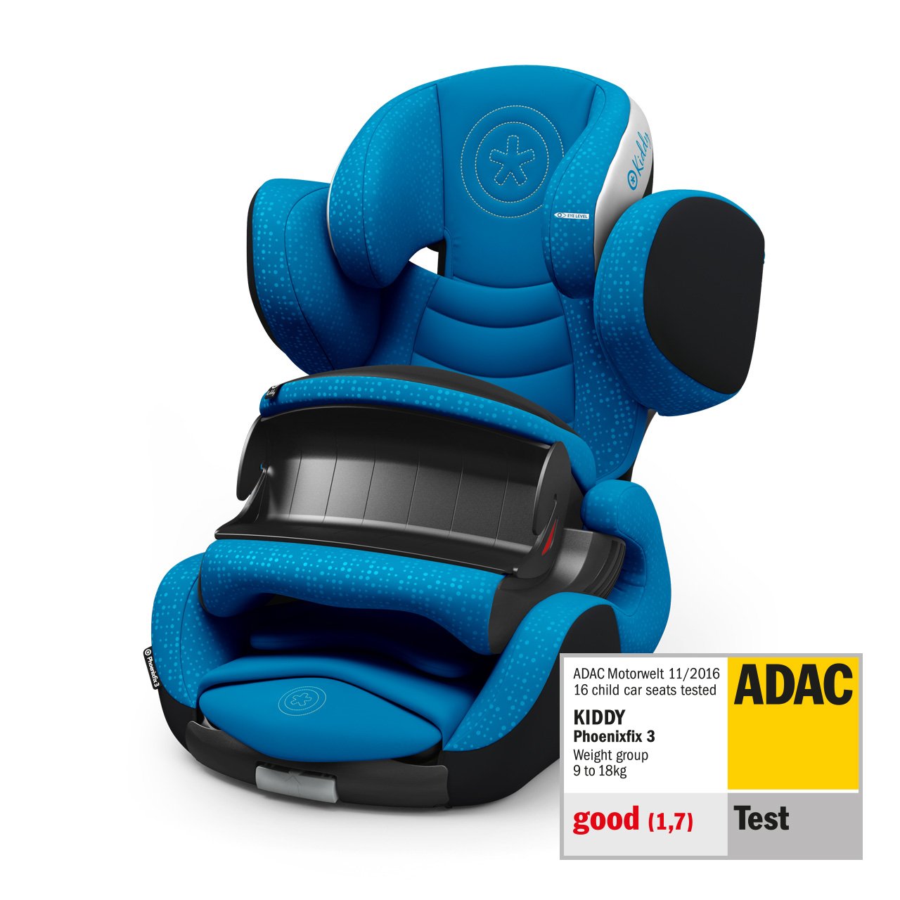 Kiddy Phonenixfix 3 Child Car Seat (Group 1) Approx. 9 years to 4 years (approx. 9kg - 18kg) with Isofix 2019 collection Indigo Blue