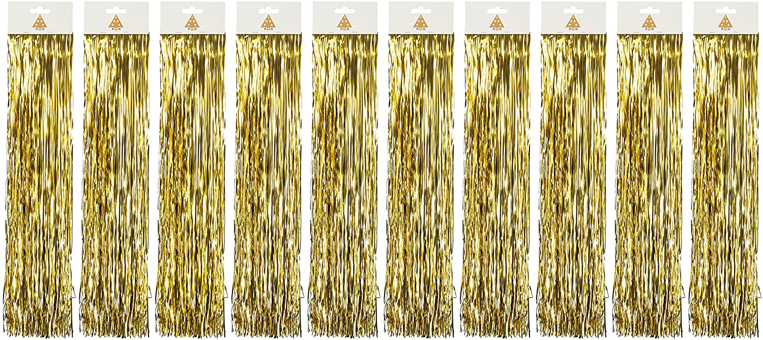 PartyMarty Pack of 10 Golden Tinsel Gold Shine Smooth 50 cm Tree Decoration