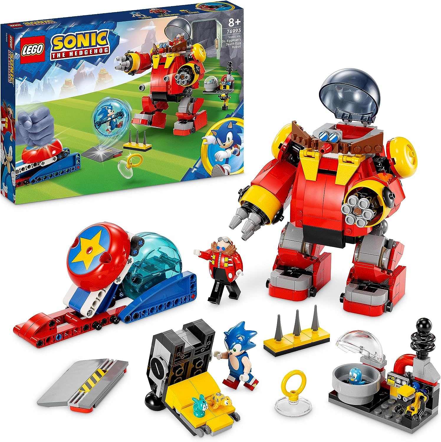 LEGO 76993 Sonic the Hedgehog Sonic vs. Dr. Eggmans Death Egg Robot Toy for Kids, including Sonics Accelerator Ball and Catapult and 6 Characters Gift for Boys and Girls