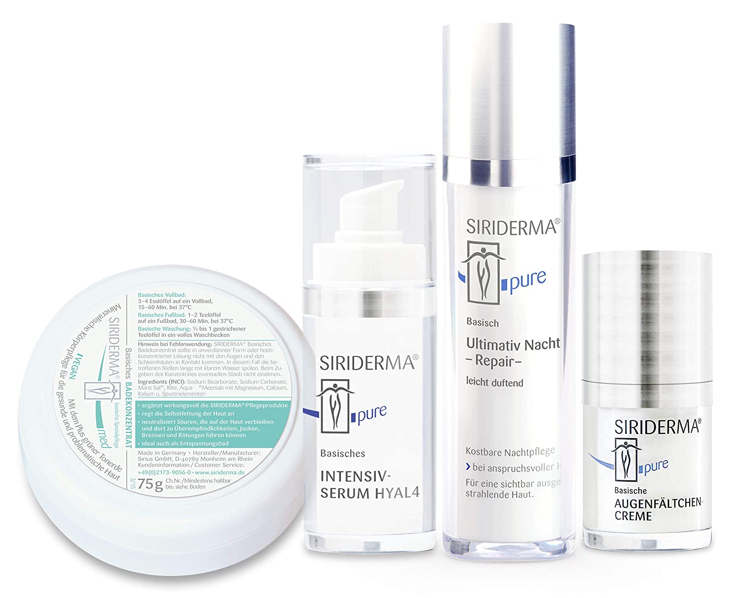 siriderma SIRIDERMA® Anti-Ageing Night Care Set with Hyaluron, Eye Wrinkle Cream, Intensive Serum, 3 Free Sample Sizes