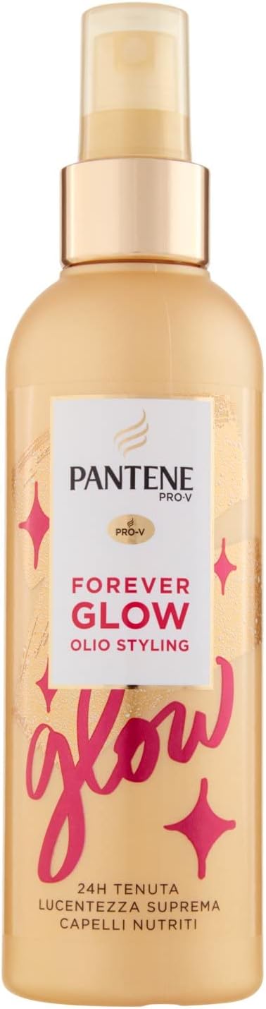 Pantene Pro-V Forever Glow Hair Styling Oil 24h Hold Highest Shine Nourished Hair Stops Frizz No Rinse Treatment 200ml