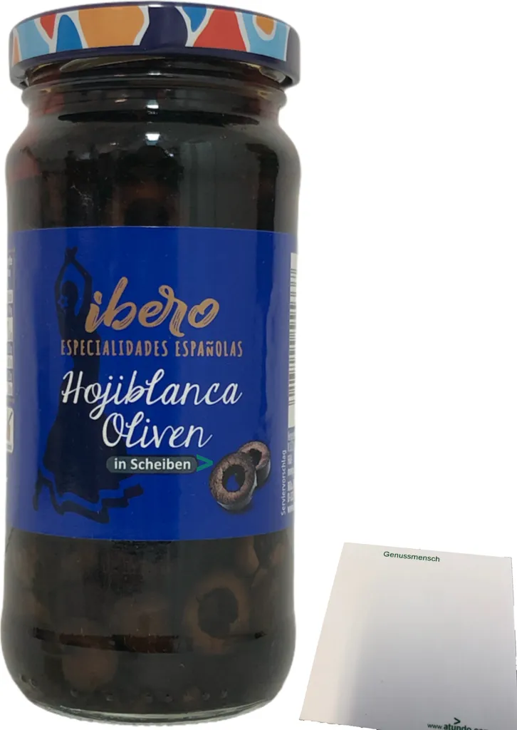 Ibero black Hojiblanca olives in slices 1 pack (1x230g jar) + usy block