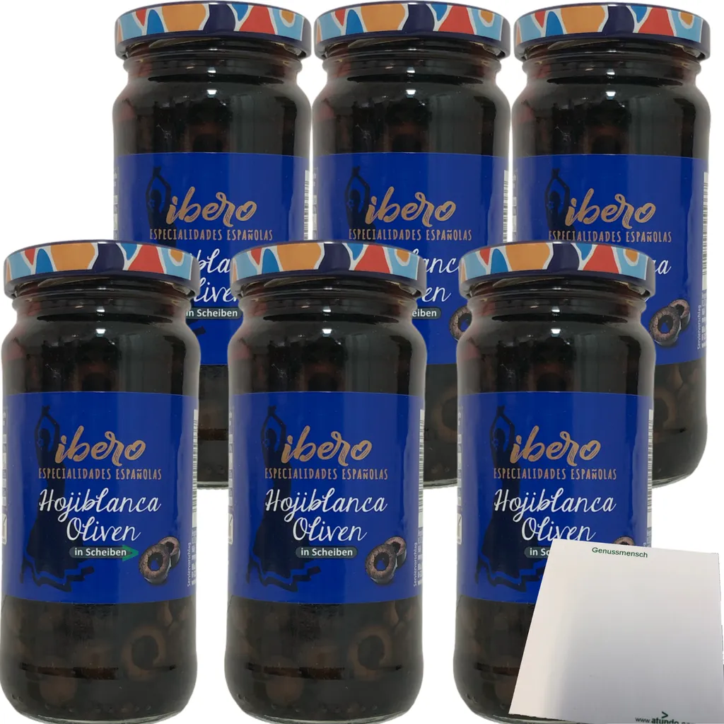 Ibero black Hojiblanca olives sliced ​​6-pack (6x230g jar) + usy block