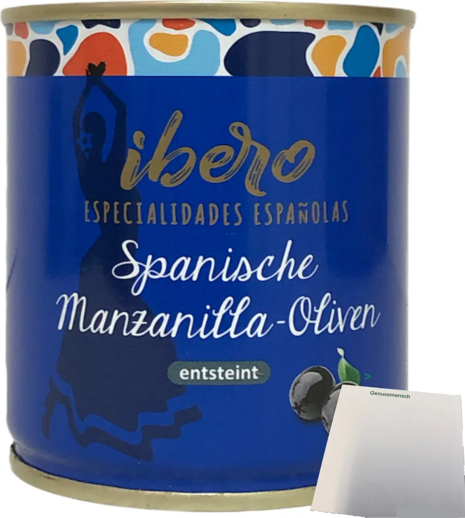 Ibero Spanish black Manzanilla olives pitted 1 pack (1x200g can) + usy block