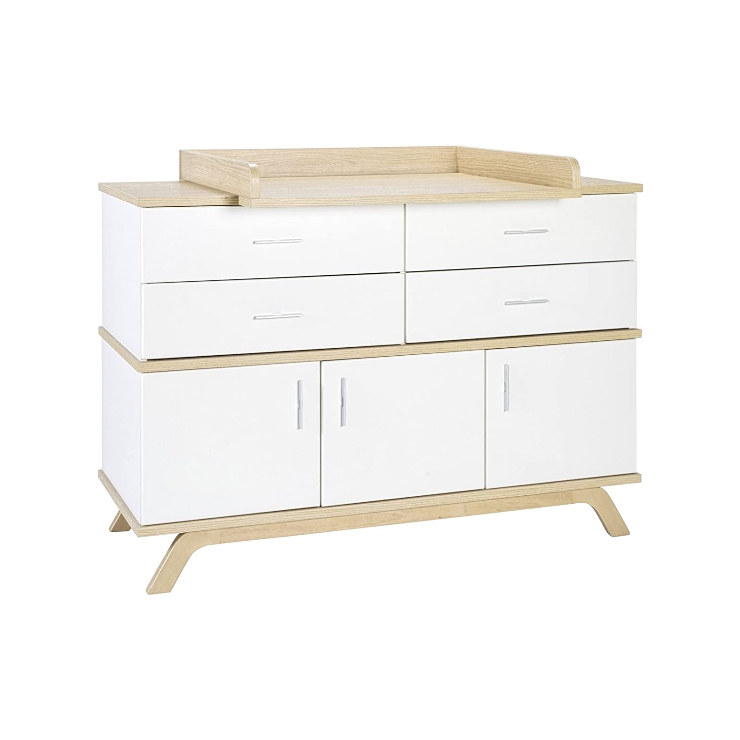 Schardt Changing Table Vicky Oak 3 Door, 4 Drawers, Vicenza White/Oak