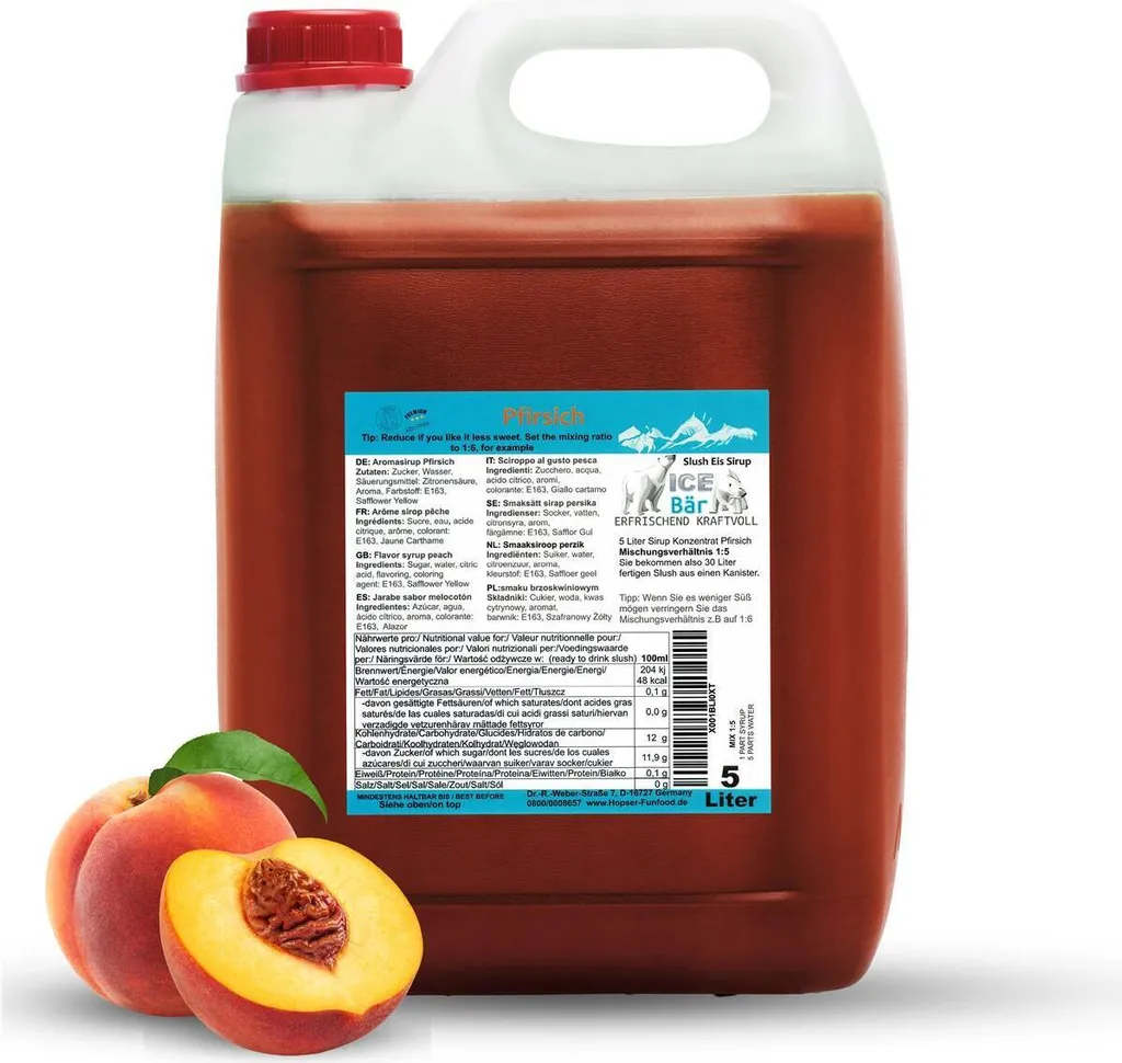 ICE BÄR Slush Sirup Konzentrat AZO FREI Pfirsich 5 Liter