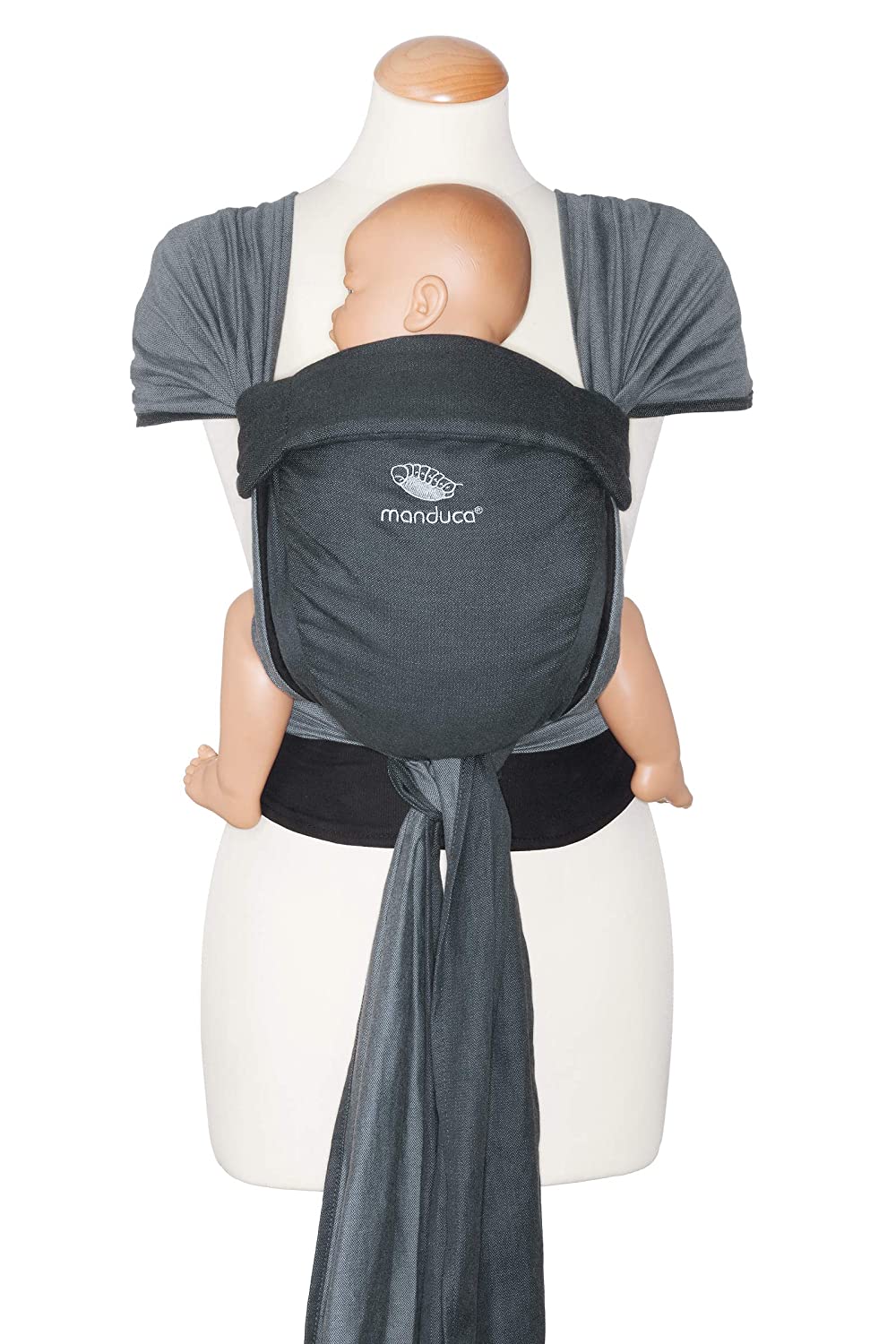 manduca Twist Baby Carrier > Anthracite-Black < Baby Carrier and Sling for Newborns & Babies from Birth I Fan Carrier I Soft Belly Belt I Organic Cotton Grey / Black