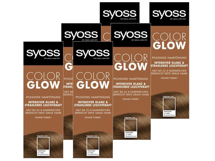 Syoss Color Glow Roasted Pecan Pantone 17-1052 (6 x 100 ml), Semi-Permanent Coloration for Radiant Color Intensity up to 8 Hair Washes without Damaging the Hair