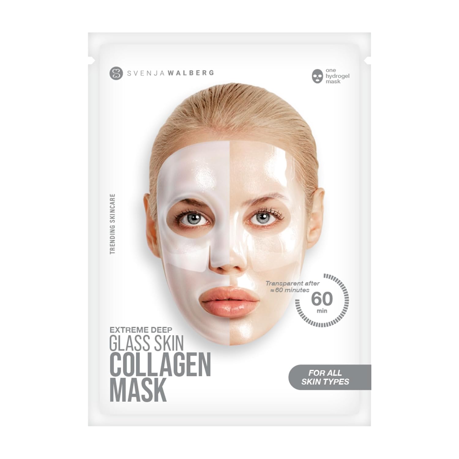 Glassskinmask® - Up to 247% Moisture Boost with Collagen & Snow Mushroom - Hydrogel Face Mask for Radiant Skin - \"Glass Skin\" Glow & Anti-Ageing - Dermatologically Tested for All Skin Types