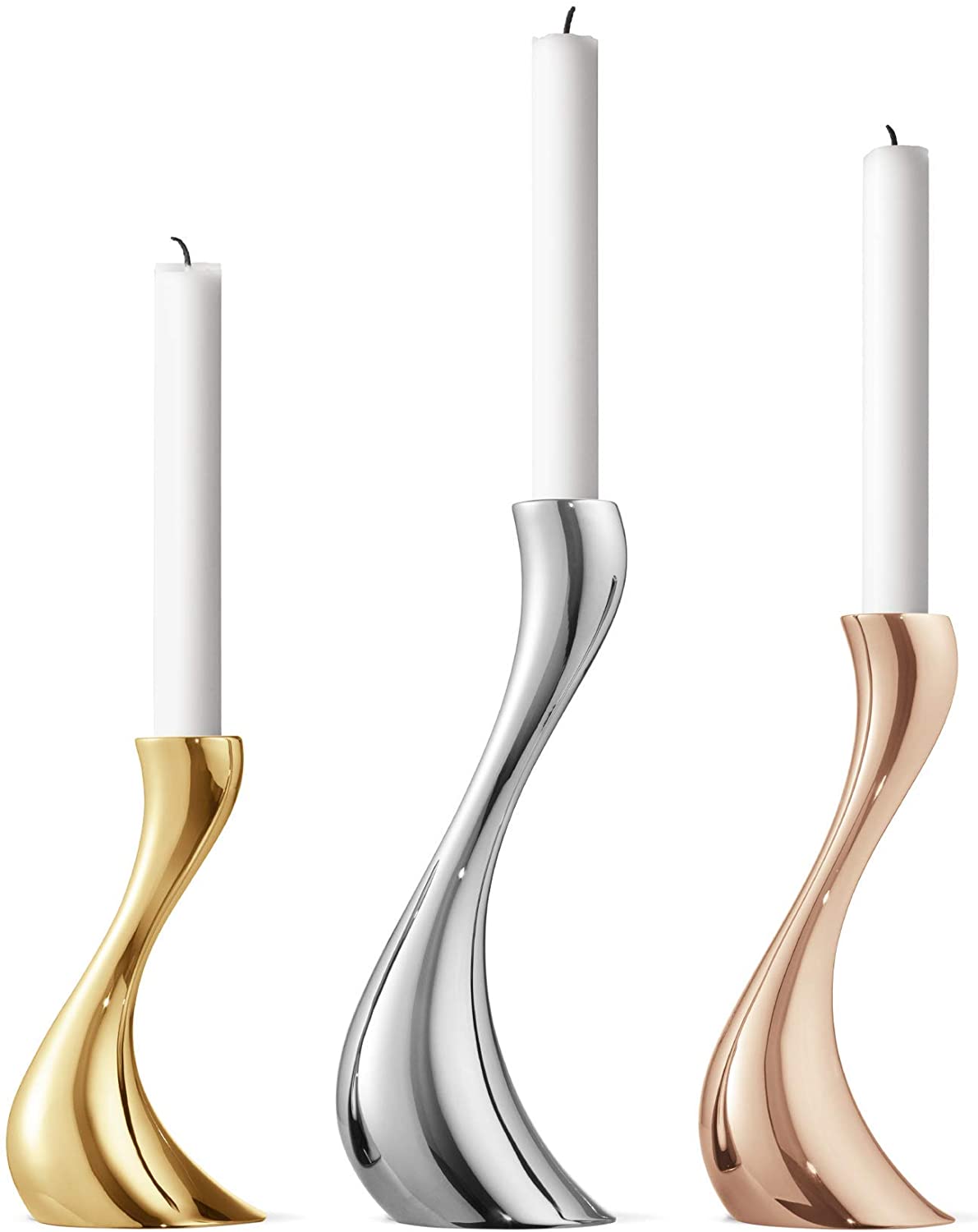 Georg Jensen Cobra Candlestick, stainless steel, rose gold, 8 x 8 x 16 cm