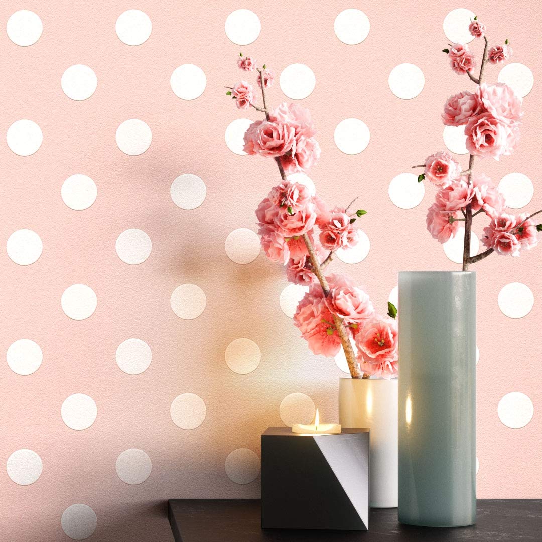Newroom Design Newroom Childrens Wallpaper Pink Circles Dots Non-Woven Wallpaper For Chil