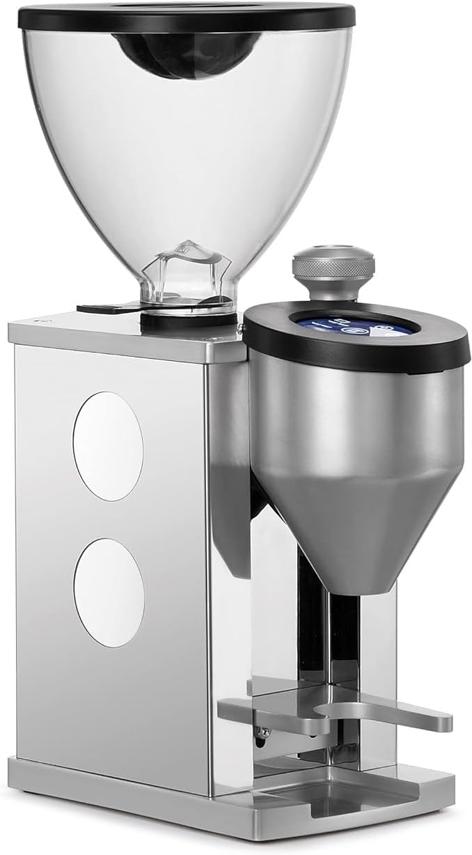Rocket Faustino Coffee Grinder Chrome/White Compact Coffee Grinder With Elegant But Simple Design and High Quality