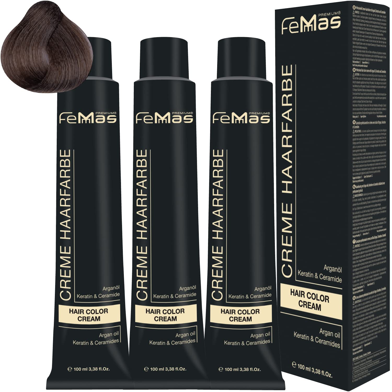 Femmas Hair Colour Cream 100 ml Hair Colour Pack of 3 Light Brown Sand 5.7, ‎light