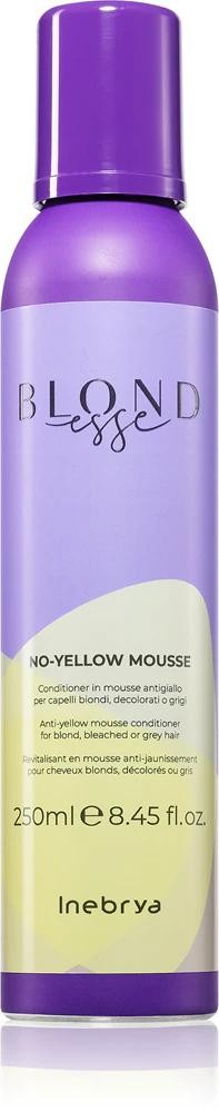 Inebrya BLONDesse No-Yellow Mask Foam Conditioner neutralizes yellow discoloration