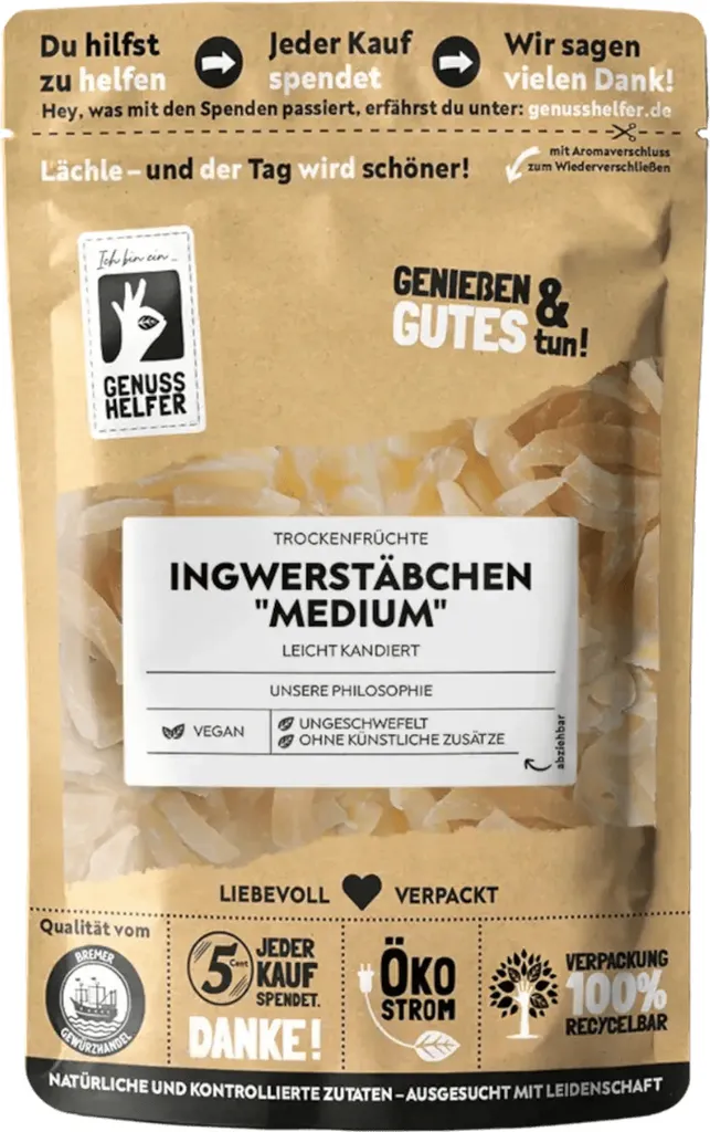 Medium ginger sticks, candied, mild flavor, delicious snack, 3 x 200g