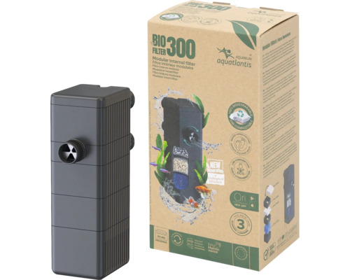 Internal filter Aquatlantis Bio-Filter 300 including filter material 4 W approx. 4.1 x 5.1 x 12.9 cm approx. 300 l/h for aquariums up to approx. 50 - 80 L