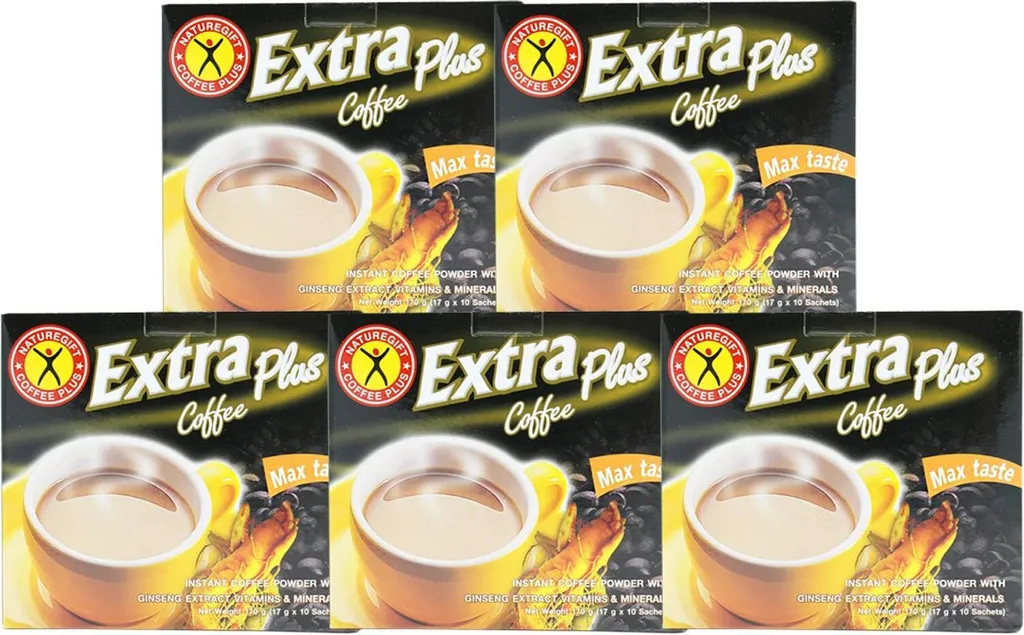 Instant Extra Plus Coffee Mix Powder with Ginseng Extract 5x170g