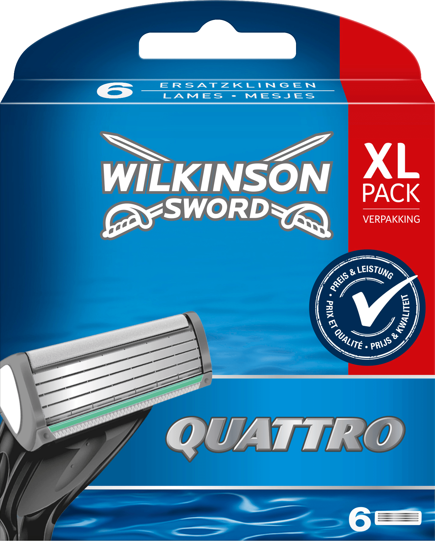 Wilkinson Quattro Mens Razor Blades, 6 St