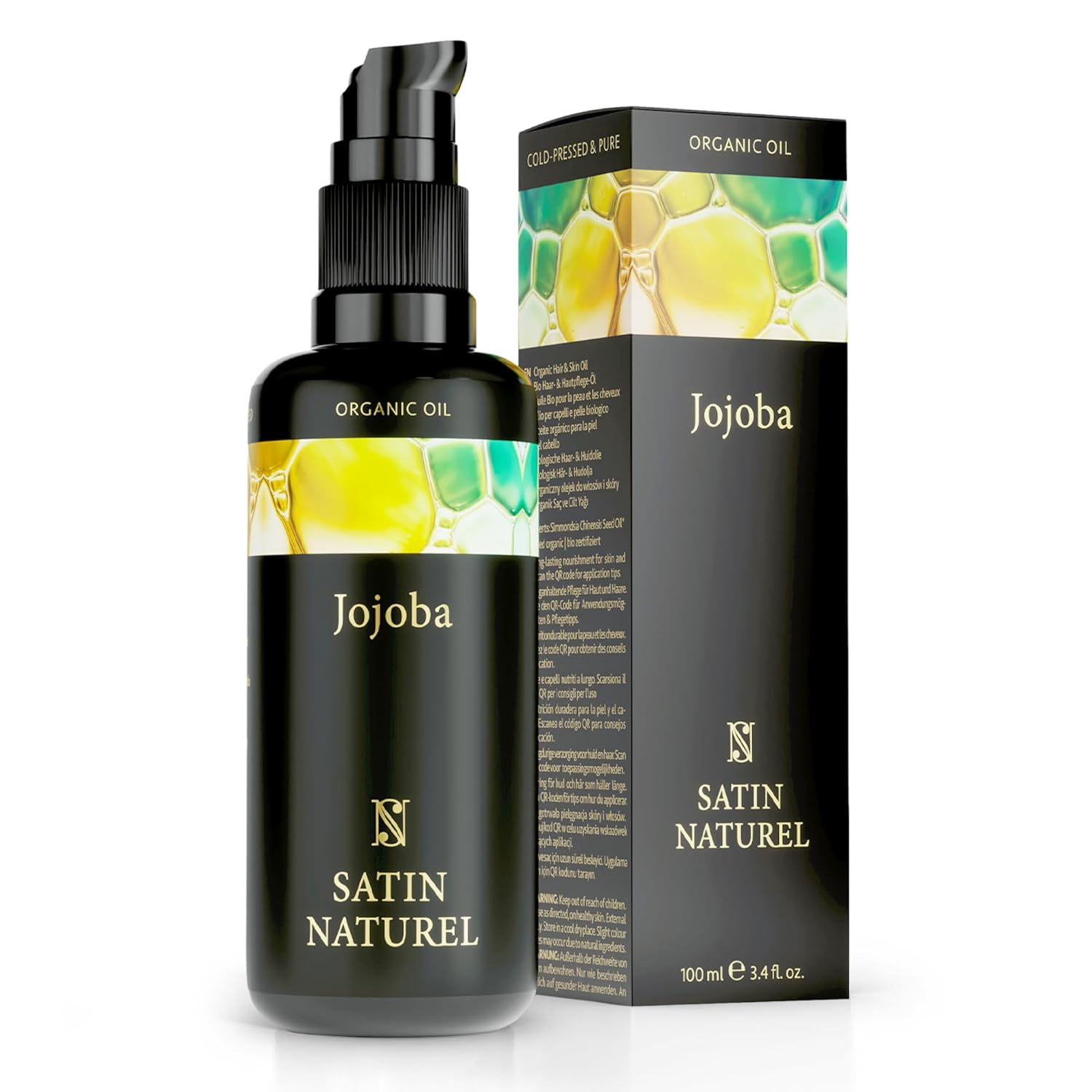 Organic Jojoba Oil Vegan of the Highest Quality - 100 ml Light Protection Glass Bottle - 100 % Cold Pressed & Pure - Rich in Vitamin E for Soft Skin & Hair & Healthy Nails - Halal Natural Cosmetics 100 ml