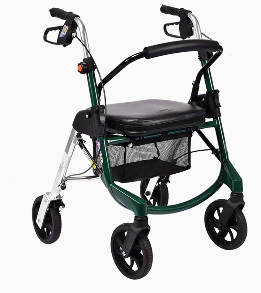 FACAIA Practical lightweight walker with seat and brakes, super light walker aluminium walker with seat, 4 wheels, easy adjustable walker