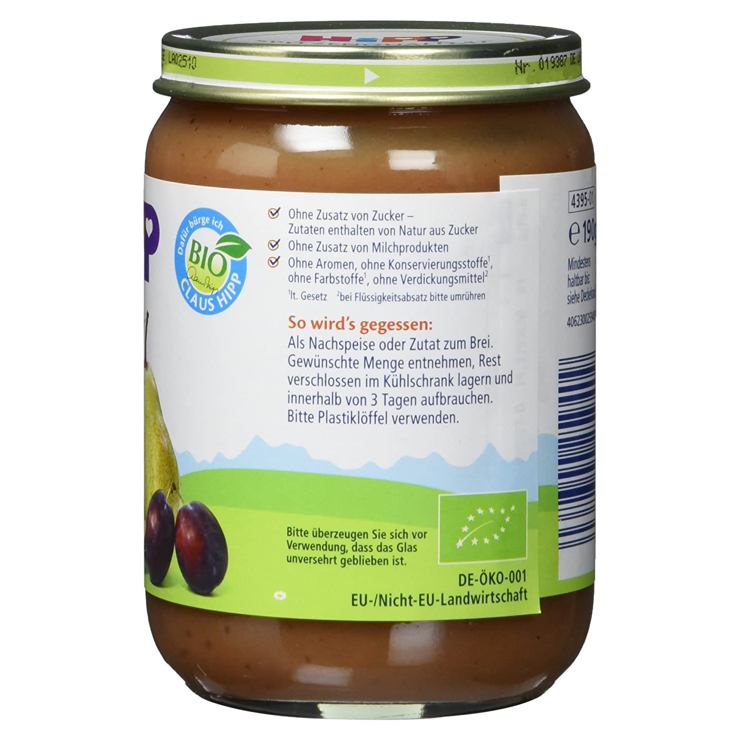 HiPP Pflaume mit Birne, 1er Pack (1 x 190 g) - Bio