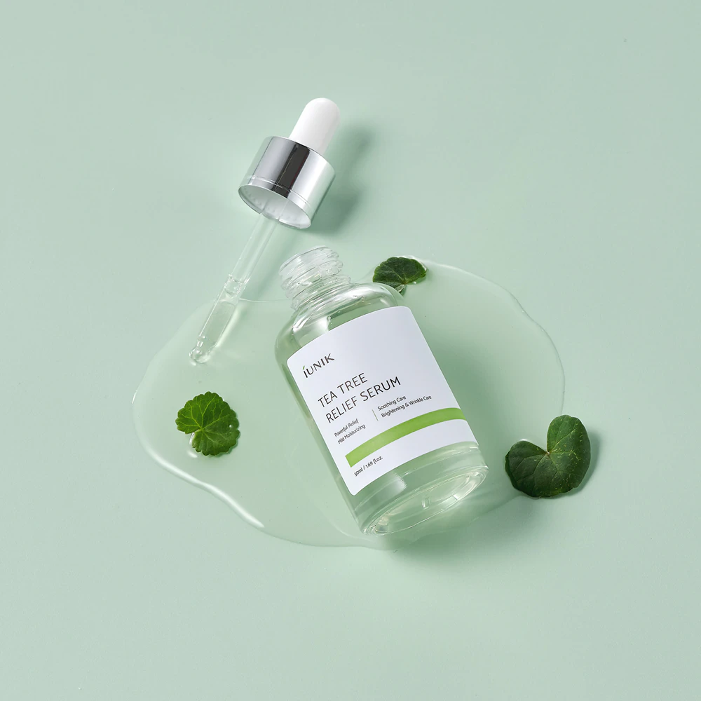 iUnik Tea Tree soothing facial serum for sensitive skin prone to acne