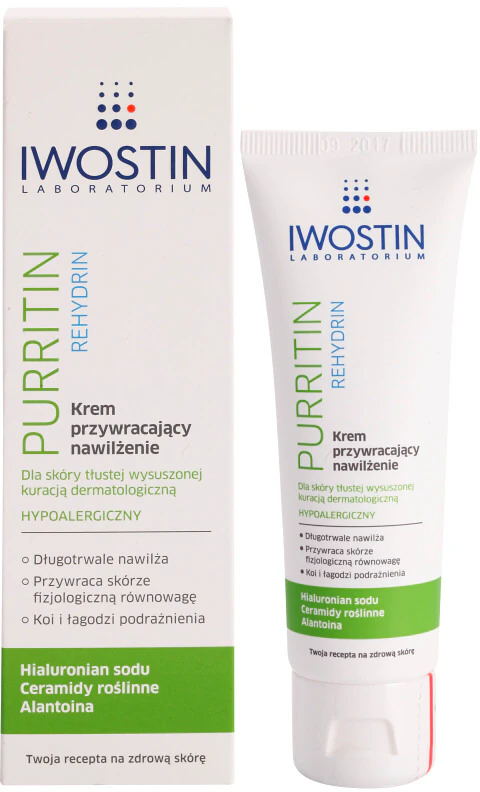 Iwostin Purritin Rehydrin moisturizing cream for dry and irritated skin caused by acne treatment