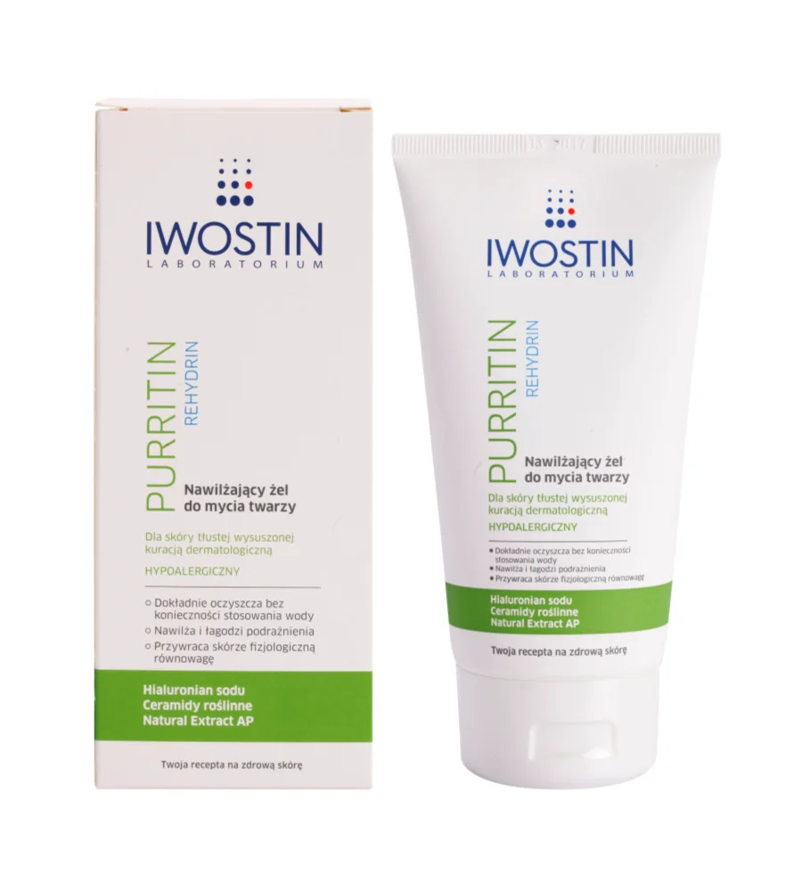Iwostin Purritin Rehydrin moisturizing cleansing gel for dry and irritated skin caused by acne treatment