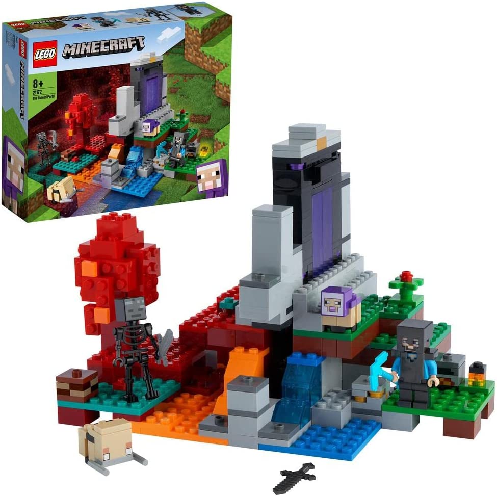 LEGO 21172 Minecraft The Destroyed Portal Minecraft Toy Set for Boys and Girls from 8 Years with Figures from the Video Game