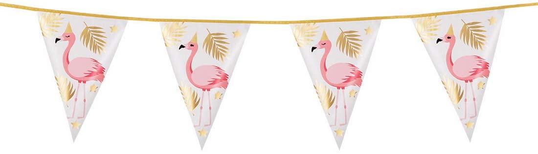 Party Palace - foil pennant chain, Flamingo (4 m), perfect for Any Pool Par