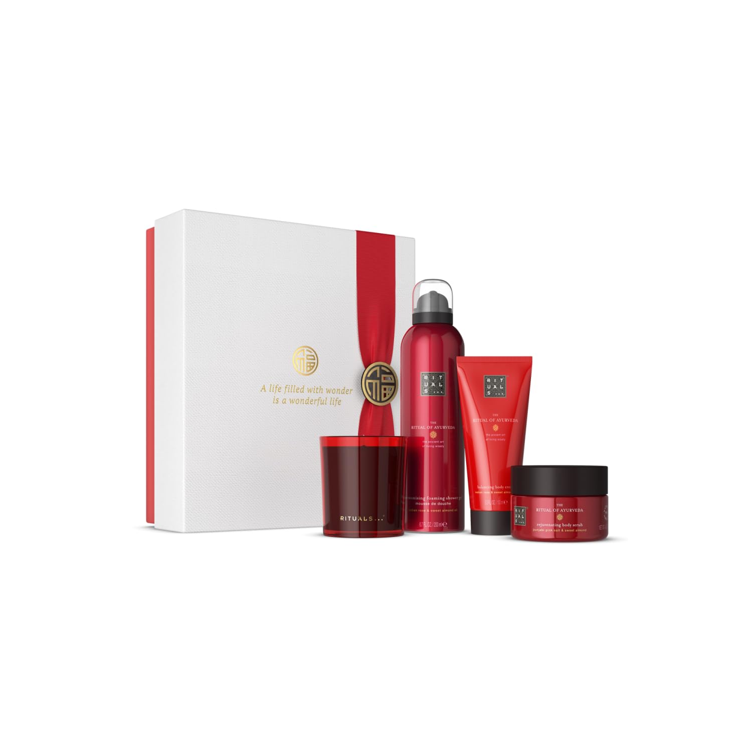 RITUALS The Ritual of Ayurveda Gift Set M - Gift Box with 4 Personal Care Products with Indian Rose and Sweet Almond Oil - Balancing Fragrance