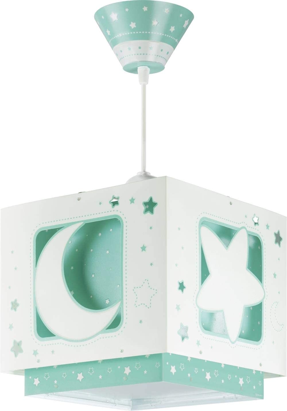 Dalber 63232H A++ To C Moon And Stars Pendant Lamp, Plastic, E27, Green, 24