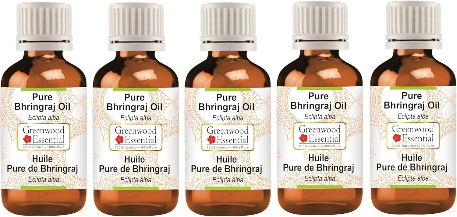 Greenwood Essential Natural Pure Bhringraj Oil (Eclipta alba) Natural Therapeutic Grade 100 ml x 5 (16.9 oz)