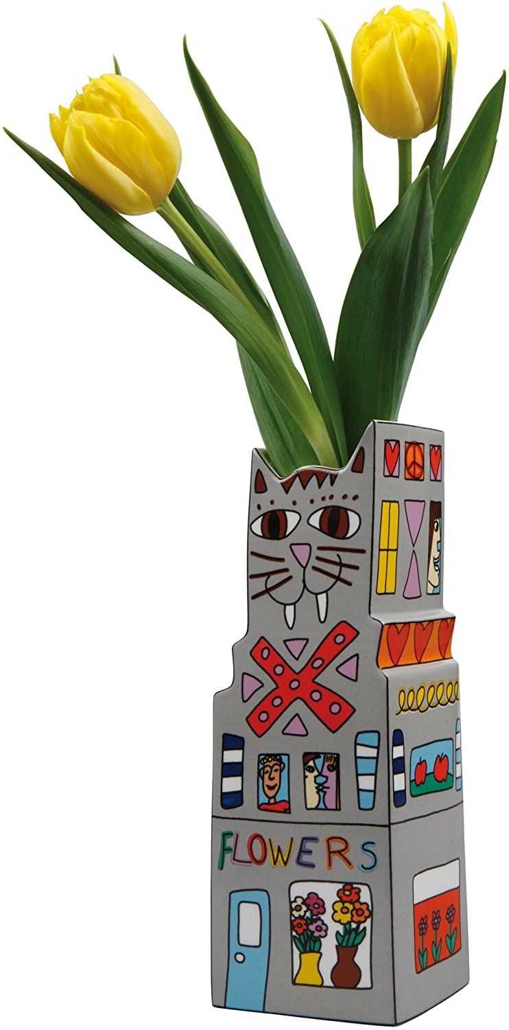 Goebel 26100040 Vase with Design \"Cat a Flower\" by James Rizzi