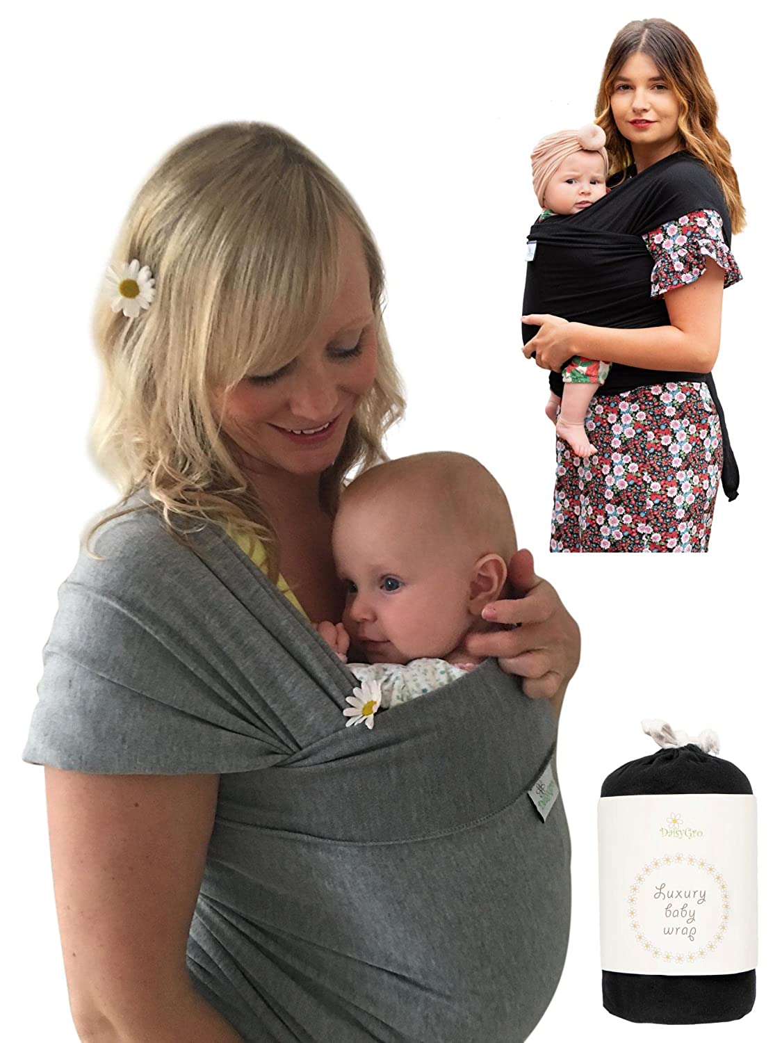 DaisyGro High Quality Baby Carrier for Newborns, Infants, Toddlers | to create a natural | for Breastfeeding – Breathable Soft Cotton | Grey | Ideal Gift