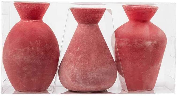 Sandra Rich Set of 3 Bottle Vases Decorative Glass Vintage Glass Red Height 10.5 cm Diameter 7 cm