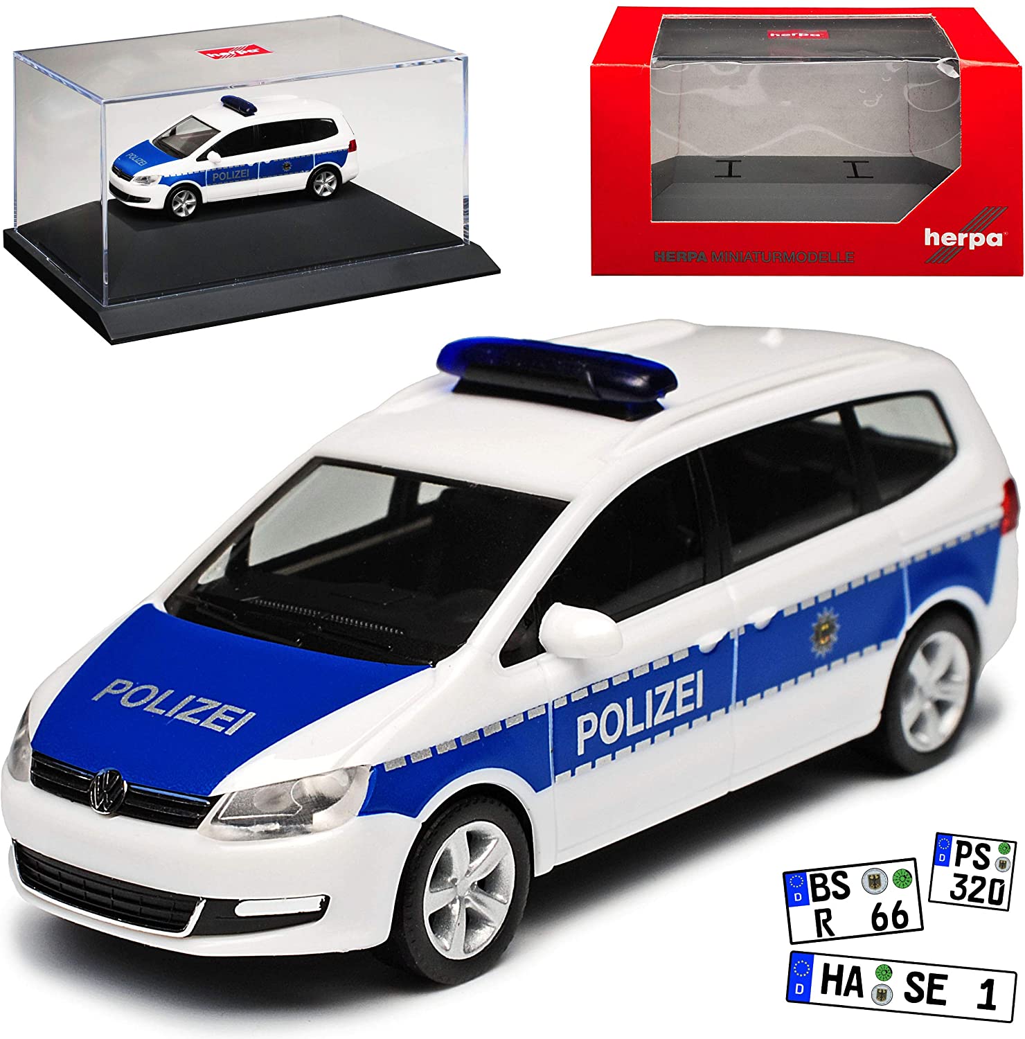 Herpa VW Volkswagen Sharan Ii Federal Police White 2Nd Generation From 2010 Onwards 
