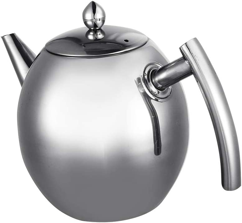 MAGT 1 Piece Stainless Steel Teapot Kettle with Large Capacity Thickened Flat Base Coffee Tea Water Container with Filter (1500 ml)