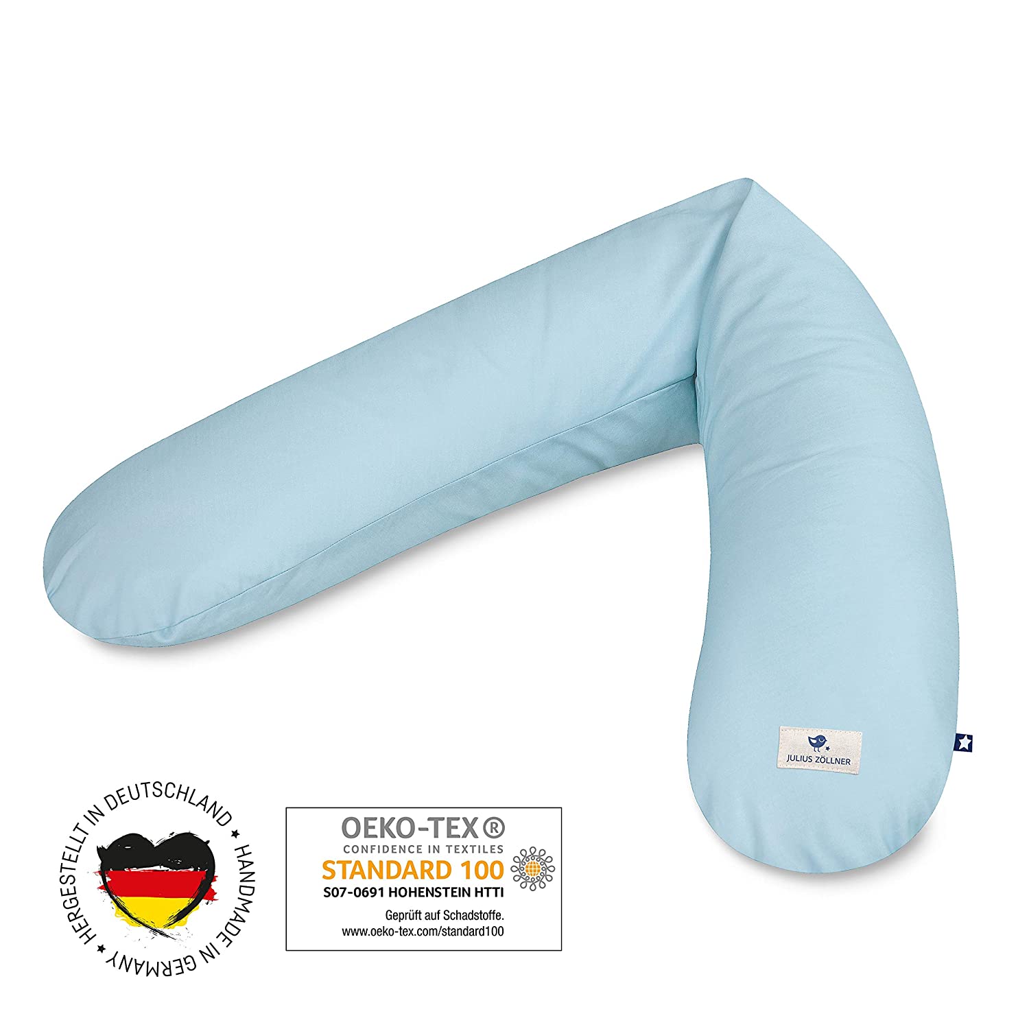 Julius Zöllner Nursing Pillow, Pregnancy Pillow, Positioning Pillow, Especially Comfortable and Smooth Flake Filling, Approx. 180 cm, Mountain Bear