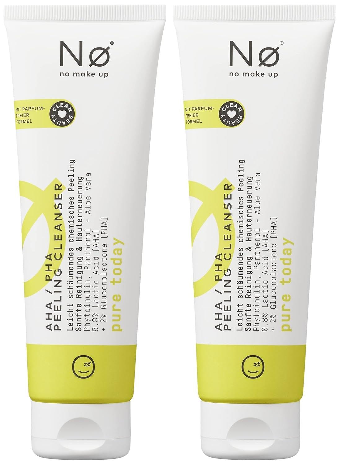 No Cosmetics AHA/PHA Peeling Cleanser - Gentle Cleansing and Skin Renewal, Fragrance-Free Formula, Clean Beauty (2 x 100 ml) + Purelife Sticker
